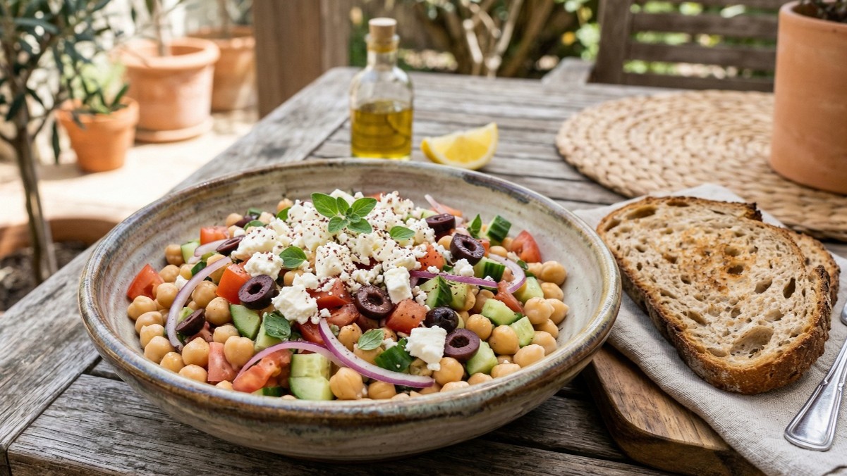 Ensalada mediterránea con garbanzos